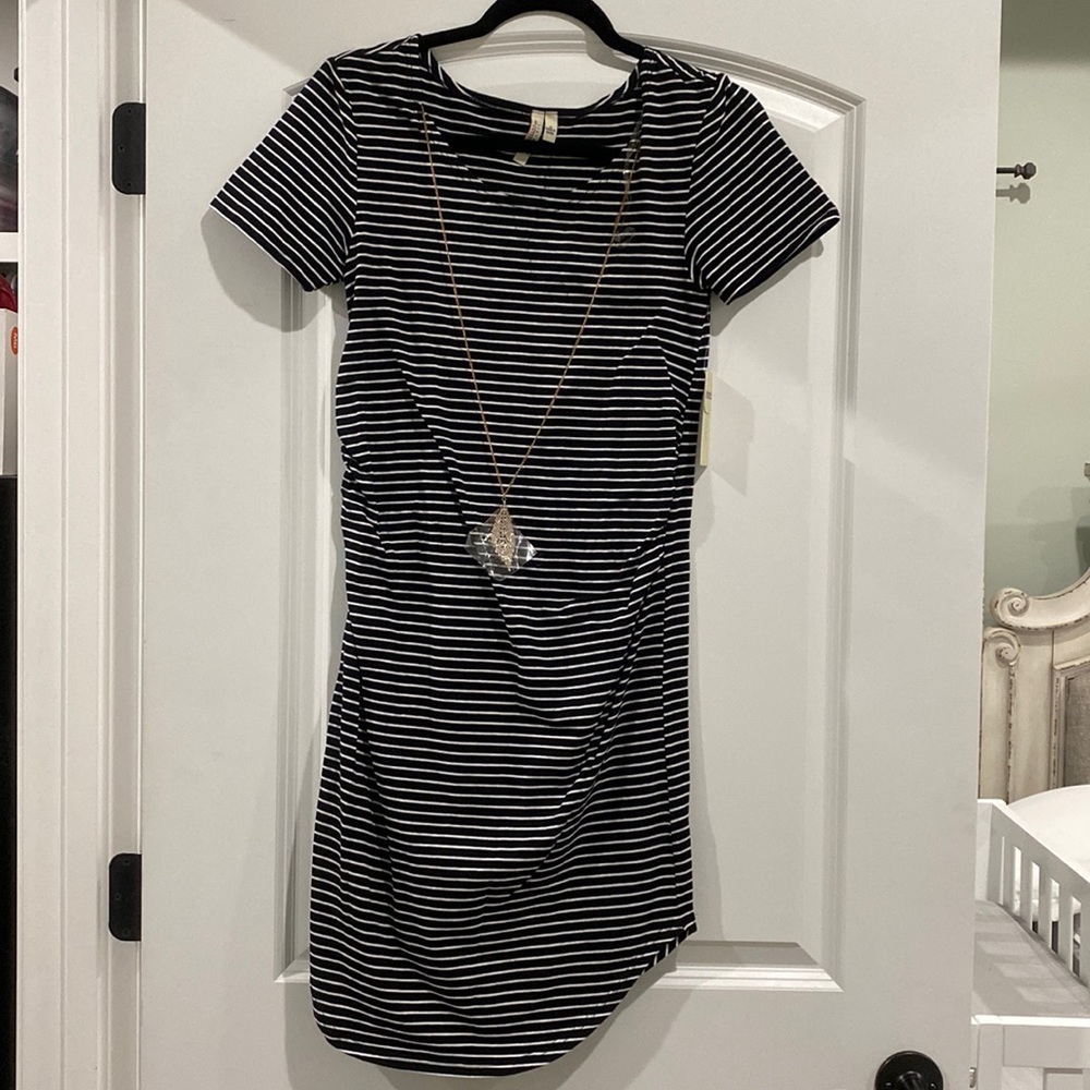 Black and white stripe maternity dress